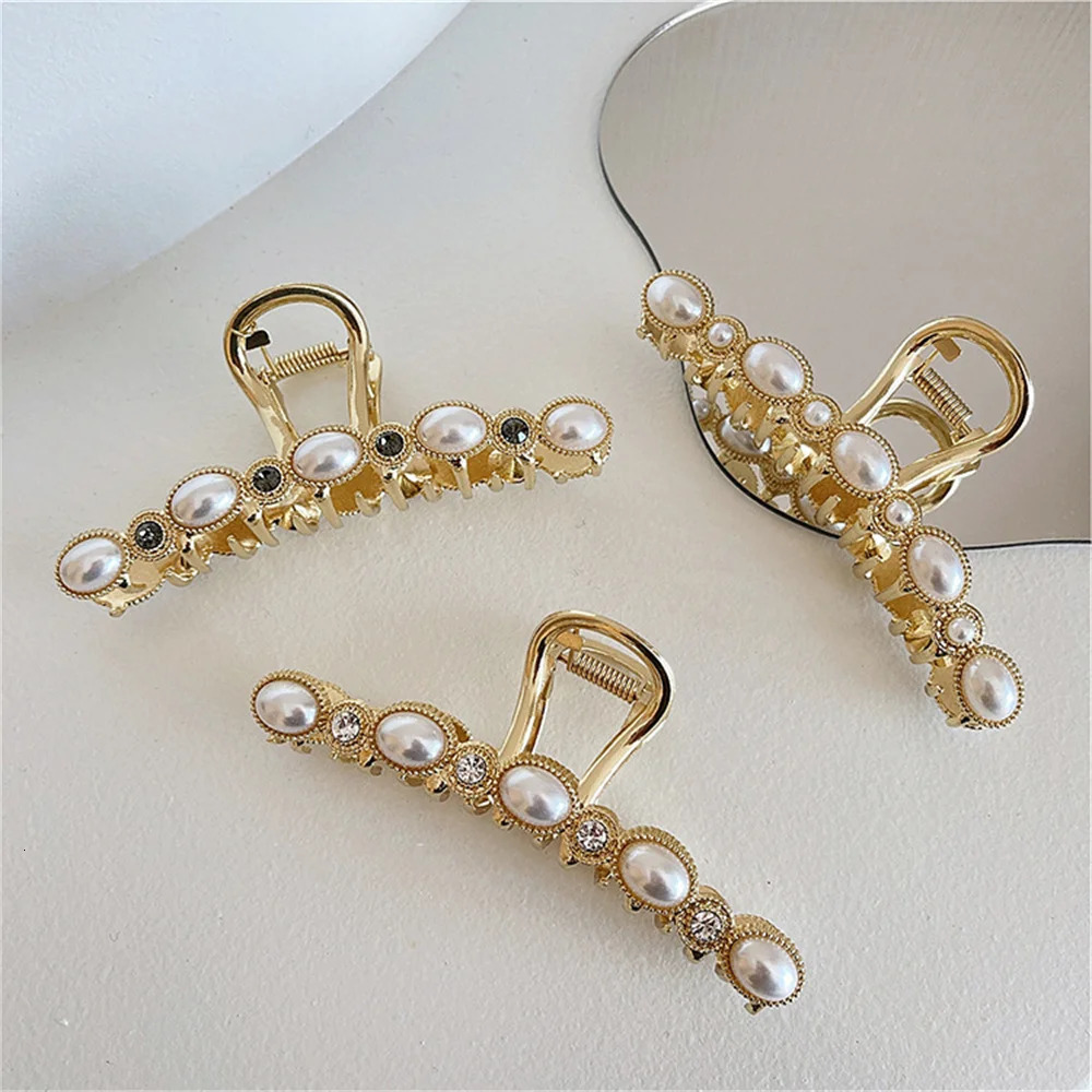 3 Pcs Pearl Hair Claw Clips Women Elegant Hair Pins Metal Clips Korea Casual Lady Girl Chic Harajuku Casual OL 250106