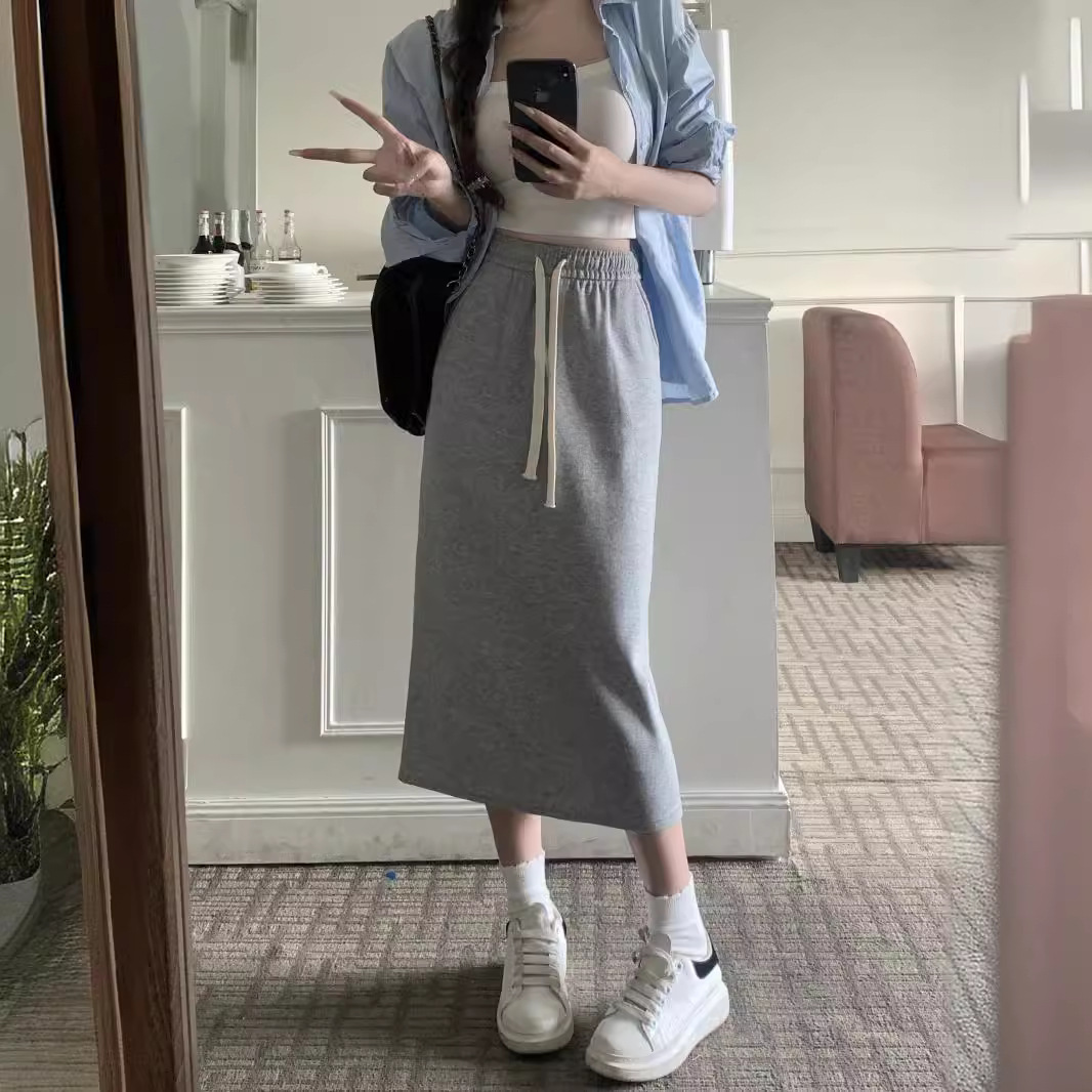 NK3120 skirt women spring and summer high waist slit hip straight long skirt a-line mid-length one-step skirt