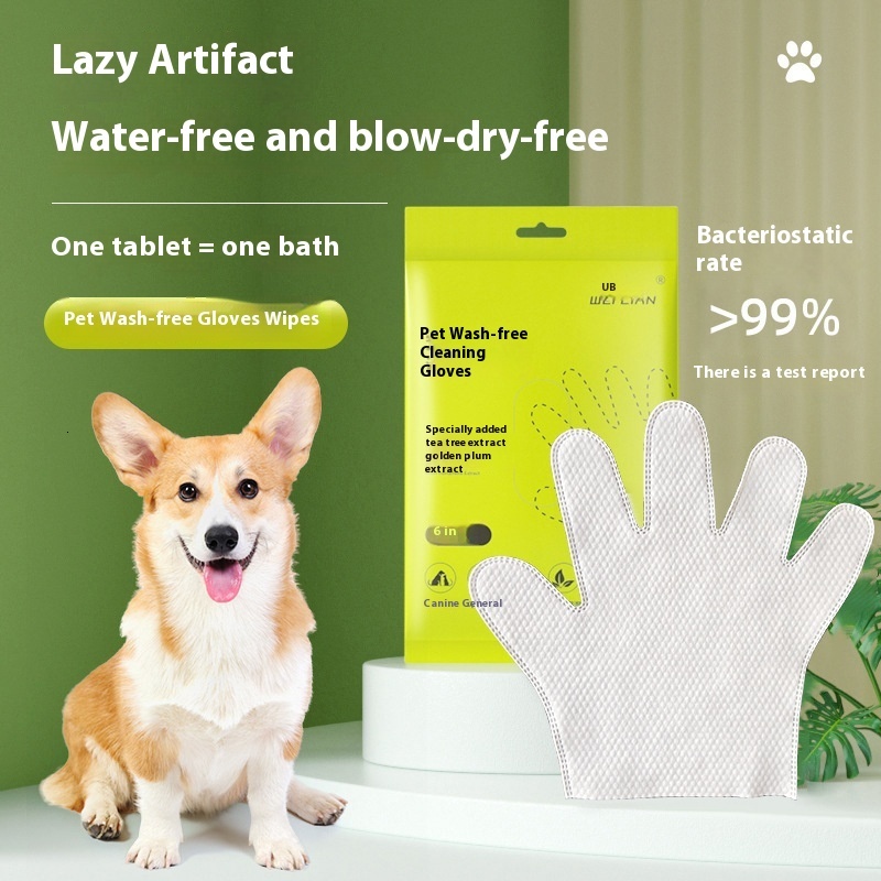 Pet Odor Removal & Dental Finger Gloves with No-Wash Cleaning Gloves and Wipes