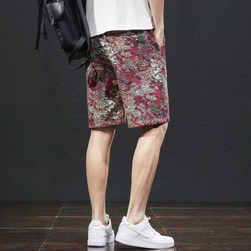 Ethnic Style Shorts for Mens Summer Thin Elastic Casual Loose Fashion Versatile Beach Capris 250103