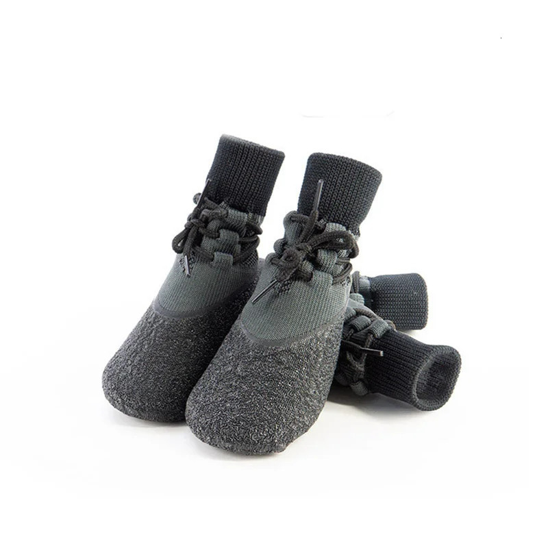 4Pcs Fashion Non-slip Outdoor Solid Color Dog Shoes Waterproof Knitted Dog Paw Protector with Adjustable Straps 250106