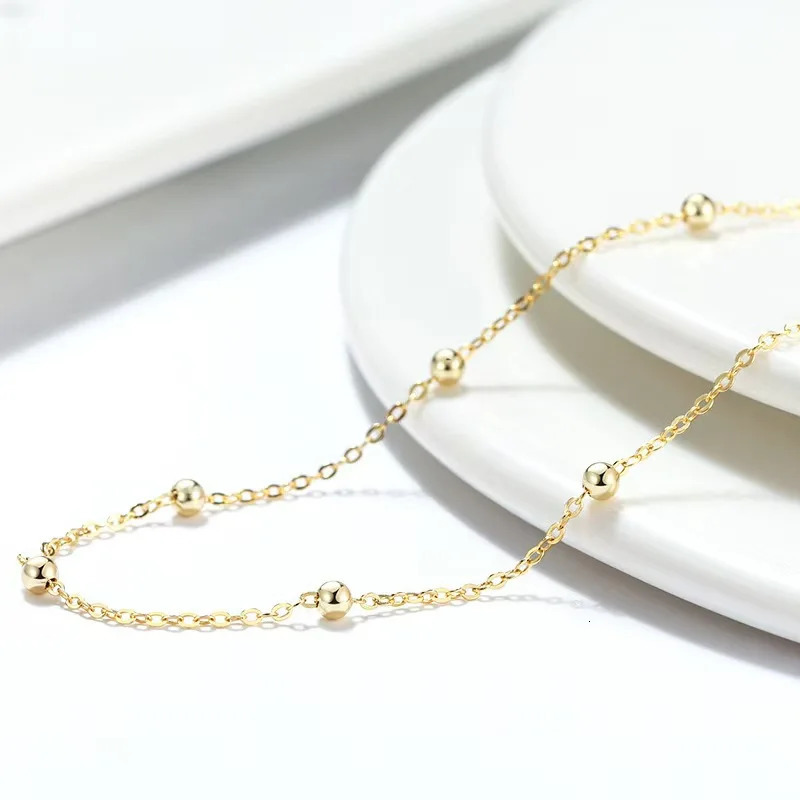 LABB Real 18K Gold Golden Ball Starry Sky Necklace AU750 Womens Fashion Necklace Boutique Jewelry Gift X0036 250106