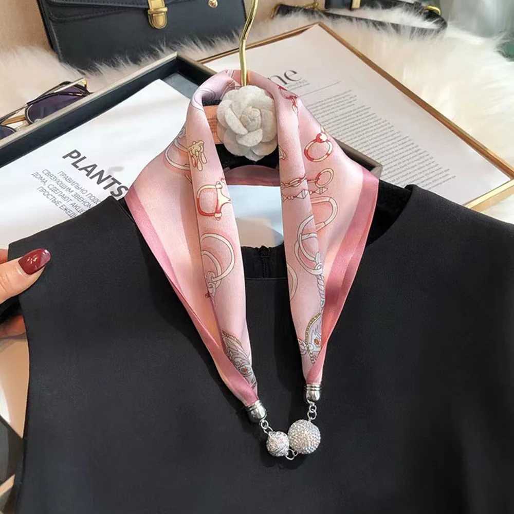 Imitation silk scarf magnetic buckle necklace pendant wearing Spring and Autumn womens certificate protection W250107