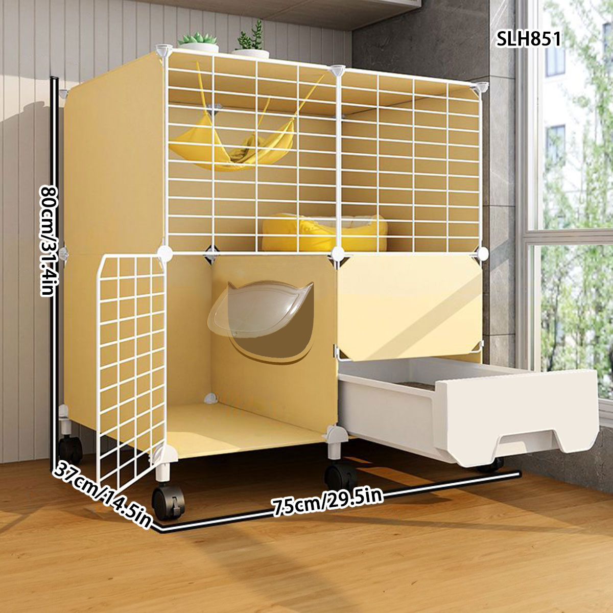 Compact Kitty Cabana with Automatic Toilet Compartment - Perfect for Domestic Cats