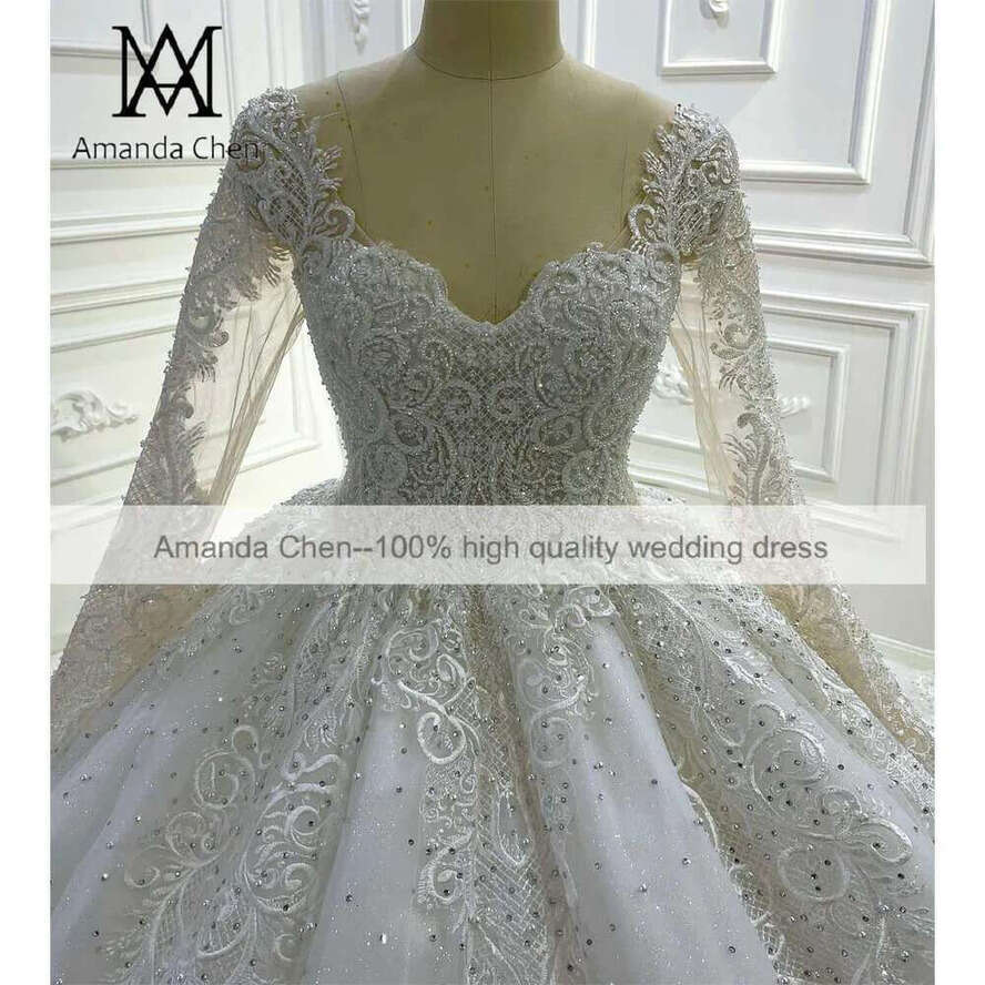 Crystal Full Sleeve Mermaid Wedding Dress