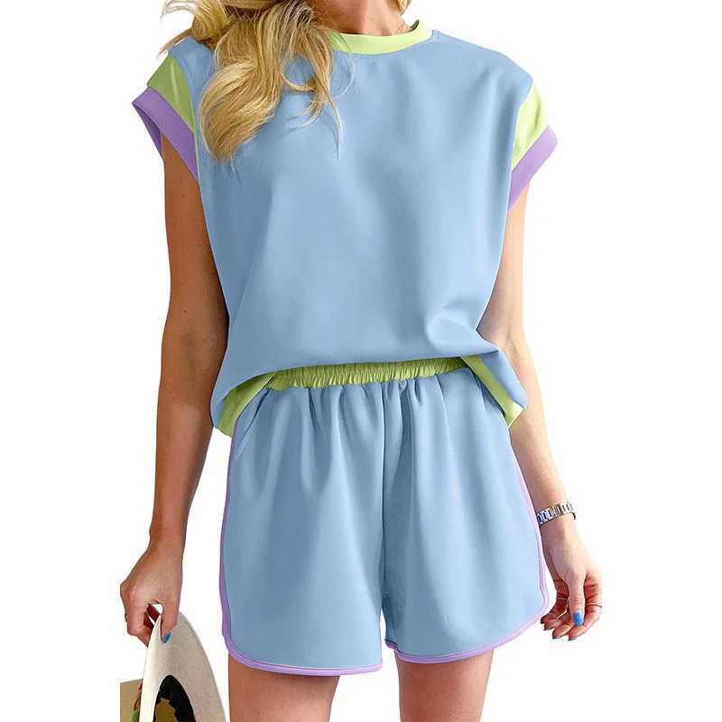 2025 summer new two-piece set Europe and the United States trend all loose head round neck casual suitXJ250106