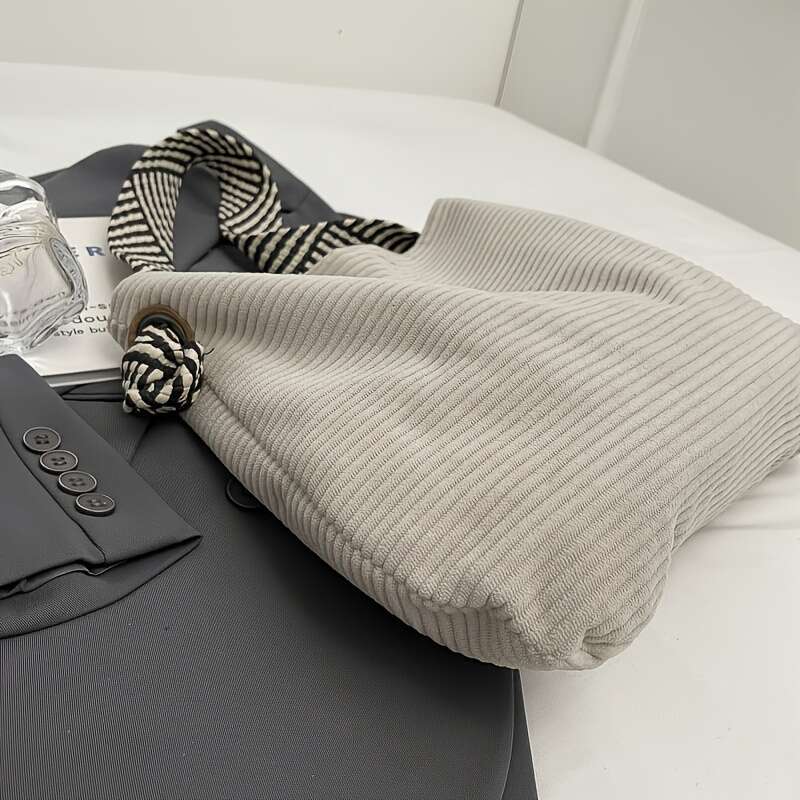 A Versatile Stylish Corduroy Tote Women, Suitable for Casual Outings, Commuting, Shopping. This High-Quality Bag Can Be Used in Various Scenarios, Inc