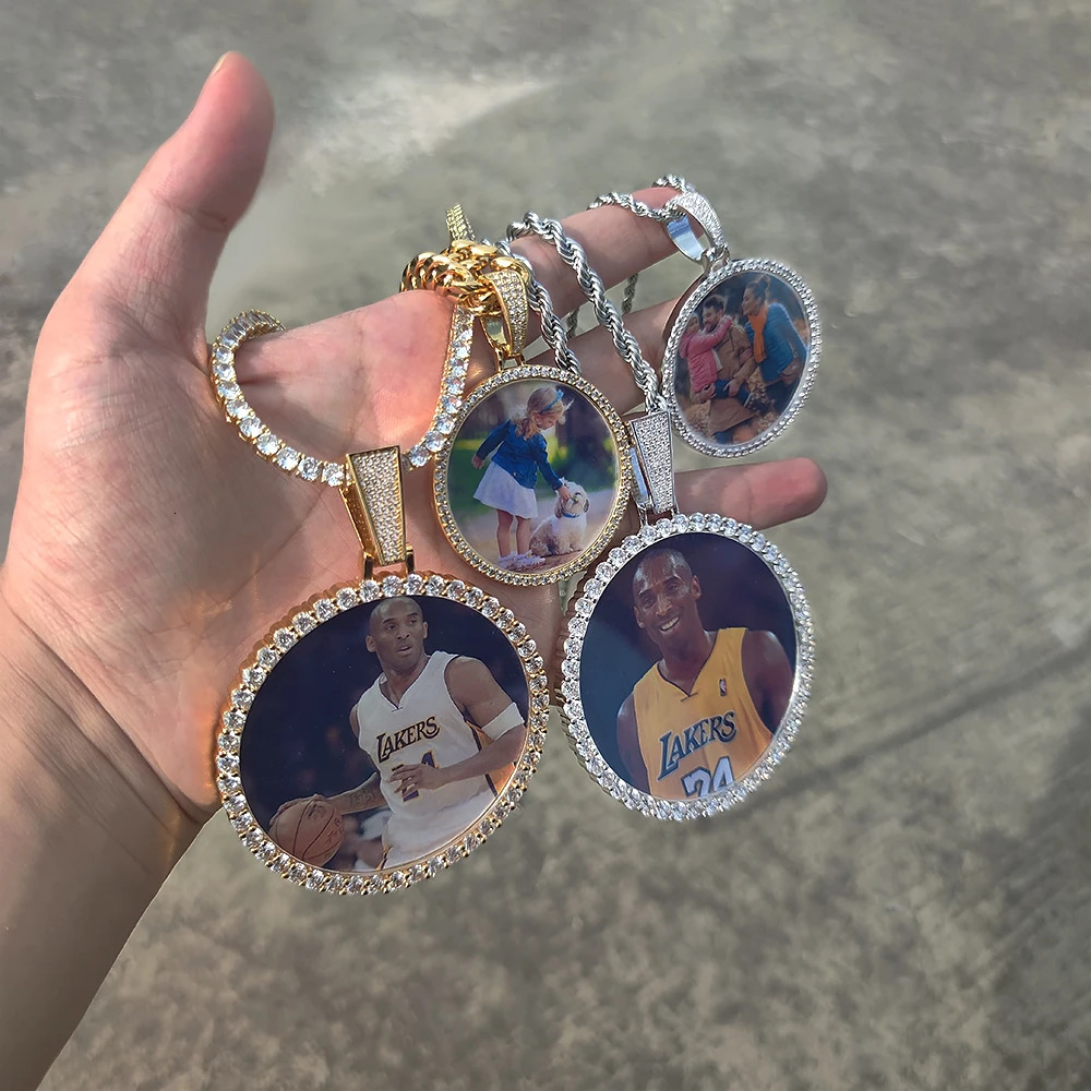 Round Memory Medallions Custom Picture Pendant Necklace for Men Hip Hop Jewelry Large Size Po Pendant 250107