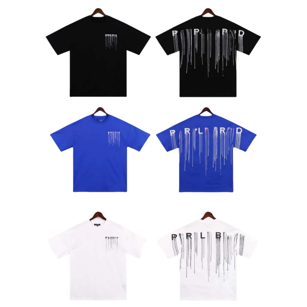 Men's T-Shirts Purple T shirt Men Women Inset Crewneck Collar Regular Fit Cotton print tops US S-XL more color Y250311WBYG