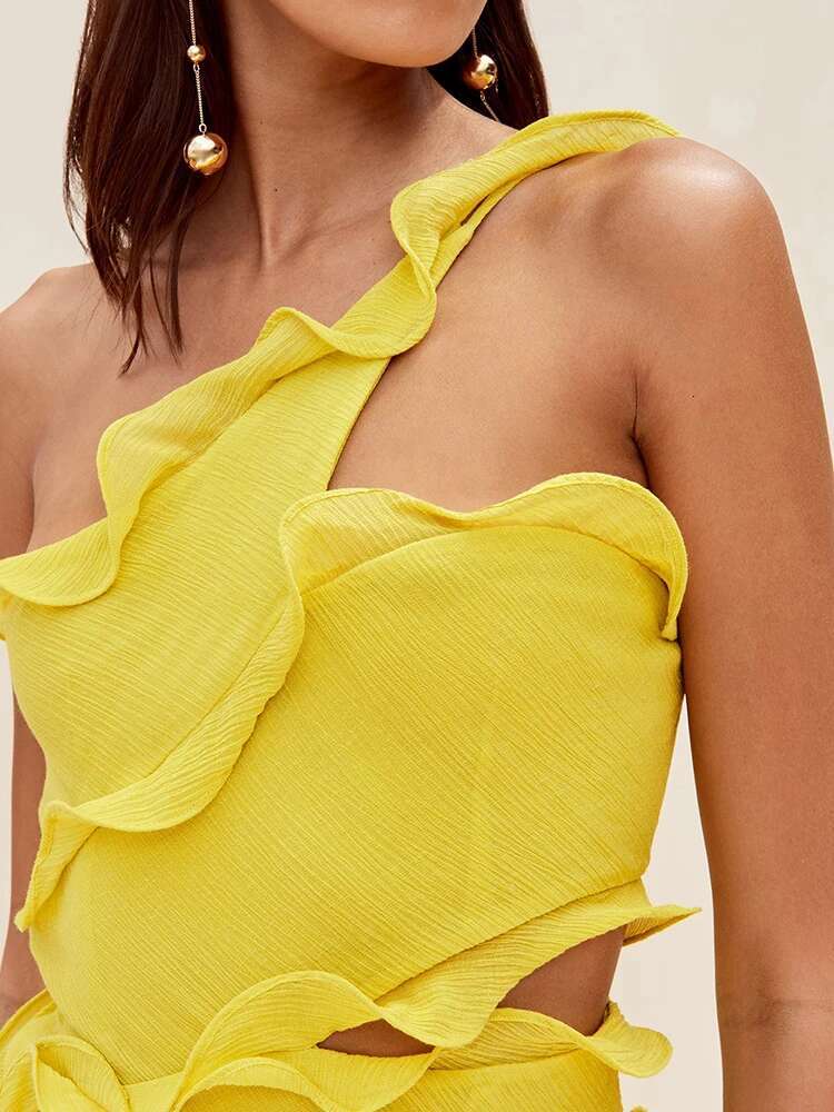 Solid Split Slimming Dresses For Women Diagonal Collar Sleeveless Backless High Waist Temperament Dress Female New