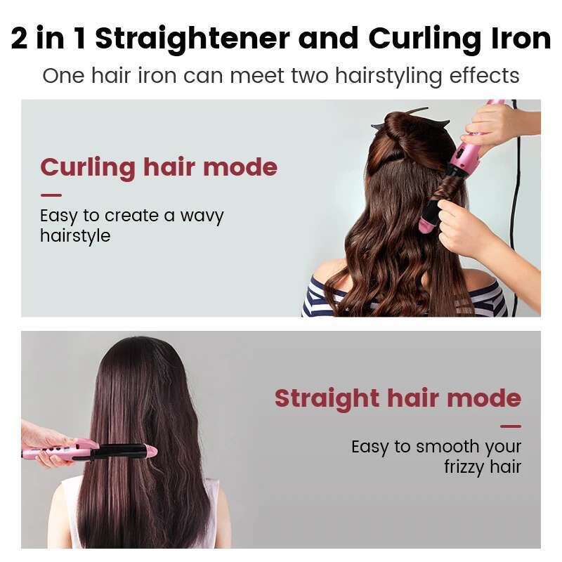 Professional curg 2 in 1 Straightener and Curler Portable curler Ceramic Hair Straighten iron 809I