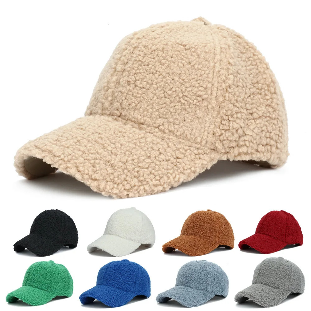16 Colors Autumn Winter Baseball Cap Women Artificial Lamb Wool Hats Version Warm Plush Baseball Caps Baseball Cap 241218