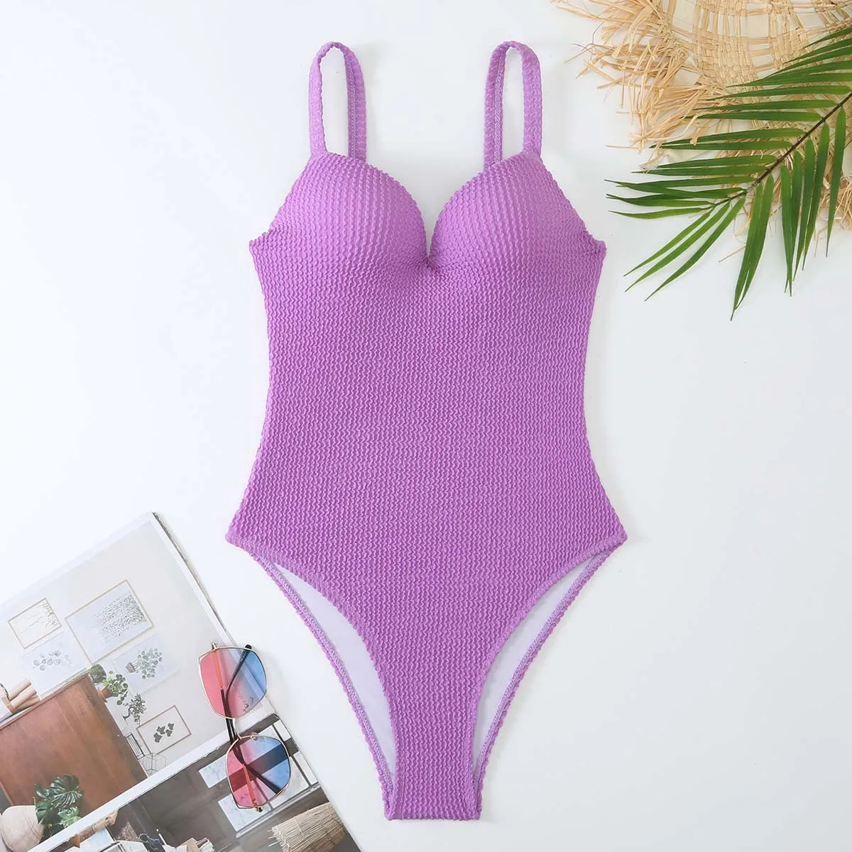 Push Up Swimsuit Women One Piece Solid Swimwear Female Bodysuit Bathers Bathing Swimming Swim Suit Summer Beachwear 250106