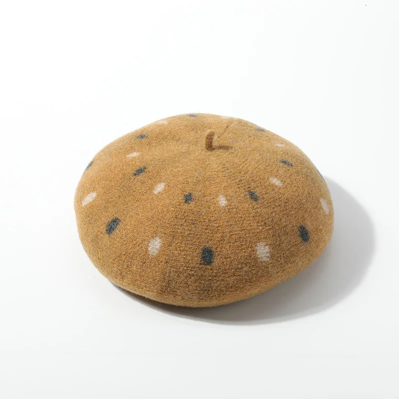 Elegant Women Girls Berets Cap French Artist Warm Woolen Winter Beanie Hat Black Vintage Beret Cashmere Hat Polka Dots Wool Cap 250106