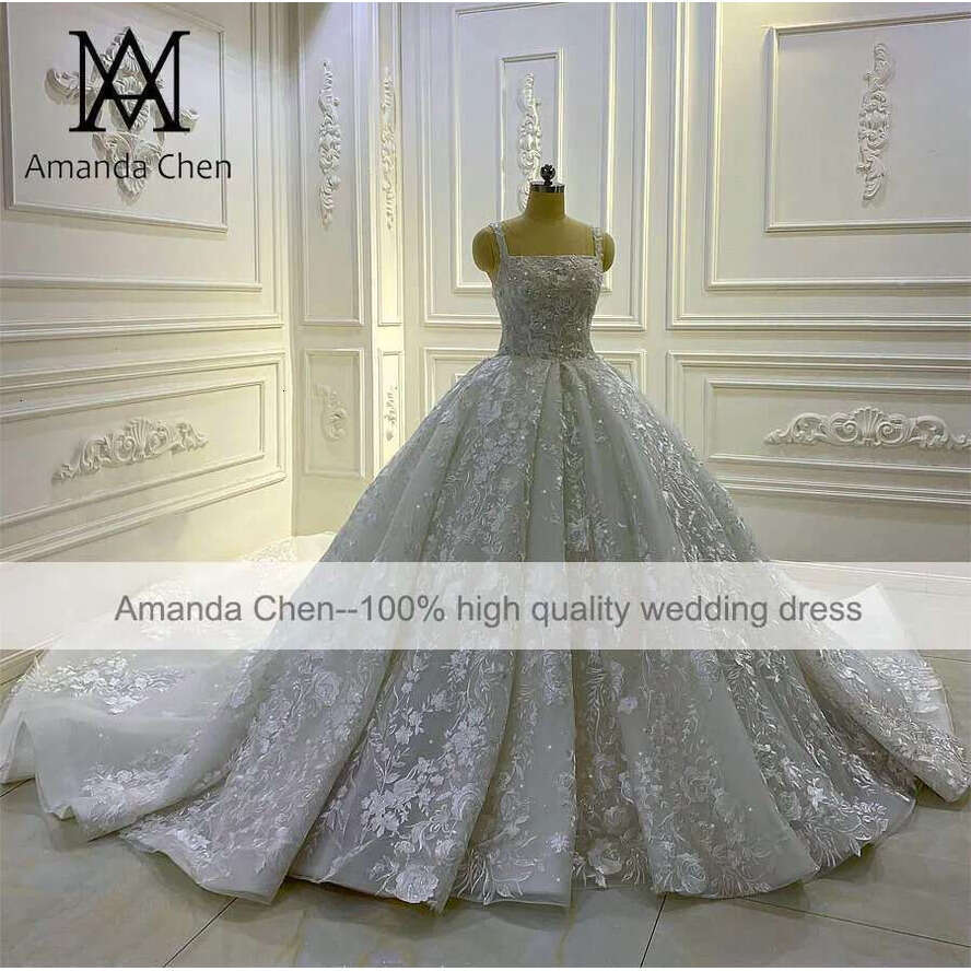 Bridal Dress 2024 Straps Square Necke Ball Gown Lace Wedding Dress
