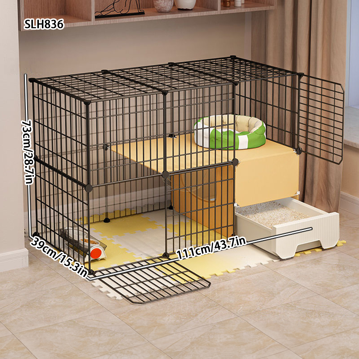 Spacious Dual Layer Indoor Cat House with Bedroom, Bathroom, and Lounge Area - Ideal Pet Habitat