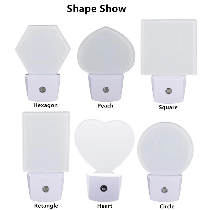 Sublimation Blanks LED Wall Lamp Night Light With Light Sensor Flat AcrylicWhite Custom Heat Transfer Printing Nightlight For Wedding Bedroom Hallway Stairs