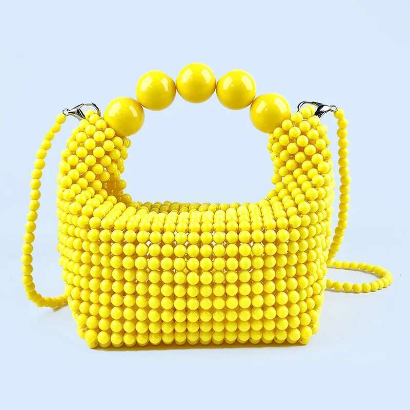New Fashion Handwoven Everyday Versatile Handheld Chain Strap Diagonal Stranded Bead Handmade Bag