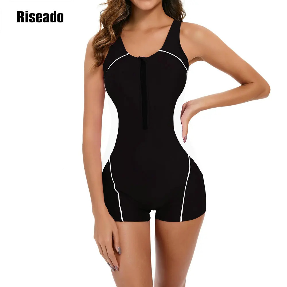 Riseado Sports Swimwear One Piece Swimsuit Sleeveless Surfing Bathing Suit Full Coverage with shorts Pool Training 250106