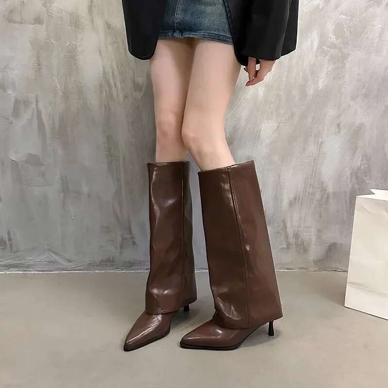 New Western Cowboy Women Fashion Slip-On Long Pipe Boots Y Thin Heel Trend Knee High Botas 2024
