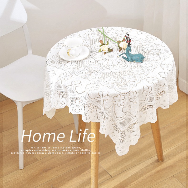 Retro Lace Decoration French Simple Romantic Coffee Table Round Picnic Cloth Dining Table Cloth Mat C-3