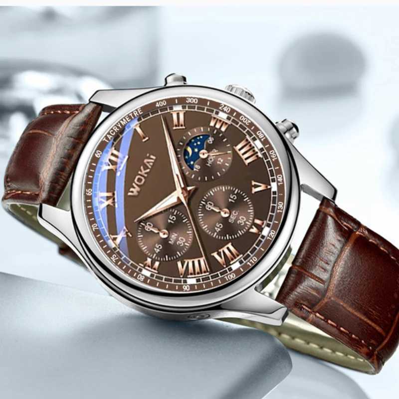 Watch Men Brown Watches Fashion Casual Business Leather Band Quartz Wristwatches Reloj Hombre Montre Sport Homme RelogioX250107