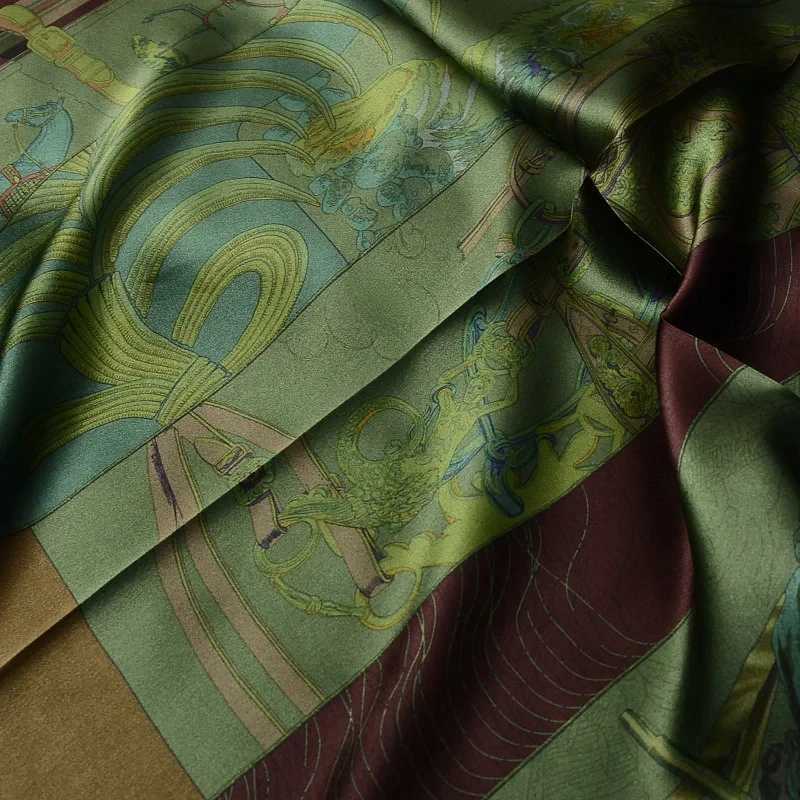 Luxury green printed square scarf with simulated silk satin neck scarf elegant womens professional decorative small scarf W250106