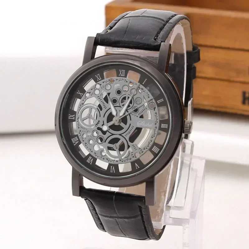 Men Watch Fashion Hollow Watches Men Roma Dial Leather Band Quartz Wristwatches Cheap Price Reloj Hombre Watches for MenX250107