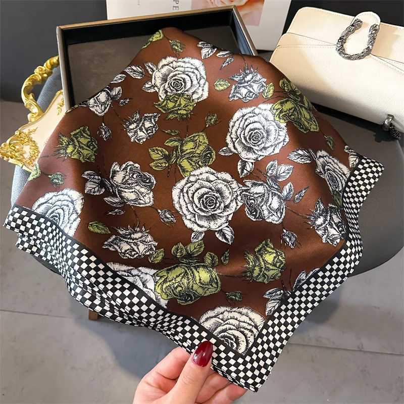 Fashion luxury brand silk shawl square scarf womens headscarf floral print scarf wrapped necklace headband W250107