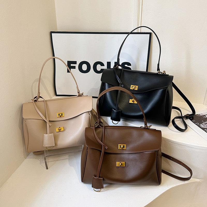 Single Shoulder Bag Vintage Casual Crossbody For Men Women Solid Color, Black White | 2025 Fashionable & Versatile New Free Delivery Designer Bag