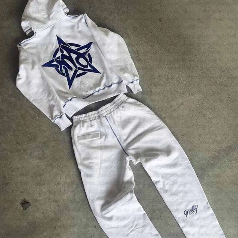 Fashion Dragon print long sleeved loose fitting unisex hoodie hooded pullover couple set