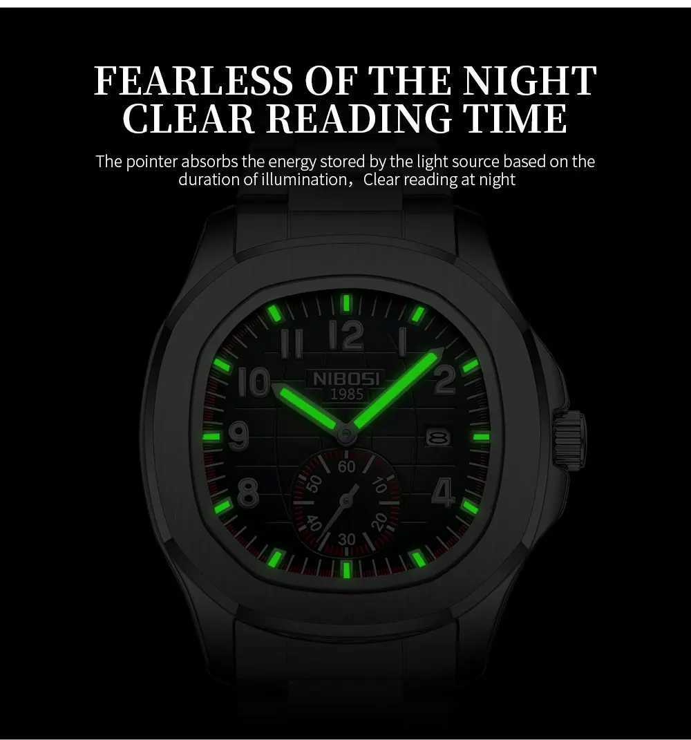 NIBOSI Sport Mens Watch Top Brand Luxury AQUANAUT Quartz Watches for Men Waterproof Luminous Stainless Steel Watch Reloj HombreX250107