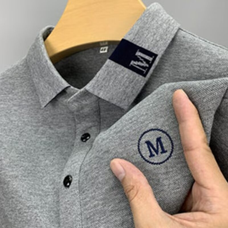 2025 summer leisure men's polo shirt summer men's solid color leisure trend short-sleeved wholesale lapel T-shirt foreign trade