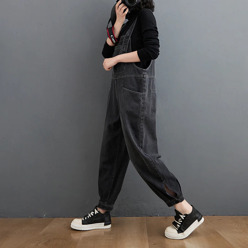 #1468 Black Pencil Harem Sleeveless Denim Jumpsuits Women Loose Streetwear Rompers Womens Jumpsuit Jeans Overalls Anklelength 250103