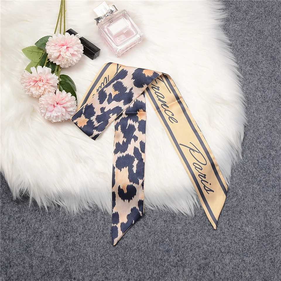 Leopard Twill 100% Silk Scarf Womens Brand Scarf Thin Bag Scarf Design Wrist Towel Foulard Summer Collar Headband W250107