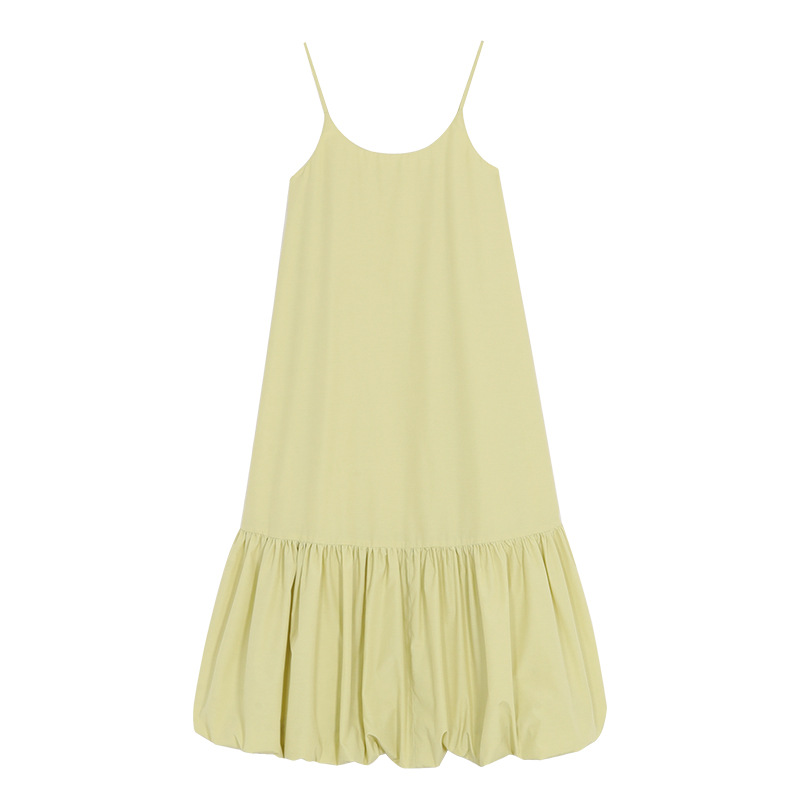 CX576 Summer French holiday style flower bud suspender dress women's mid-length bottoming skirt