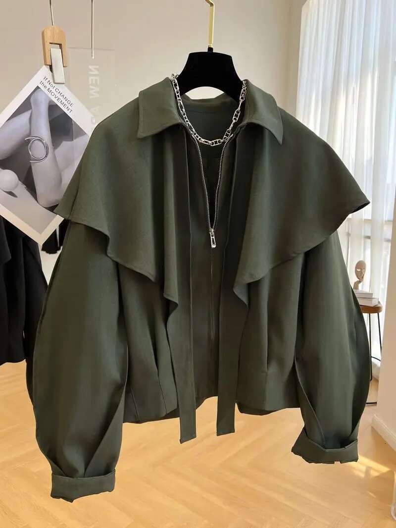 Design Sense Casual Short Cape Women's 2023 Spring And Autumn Jacket Fashion Loose Collar Top