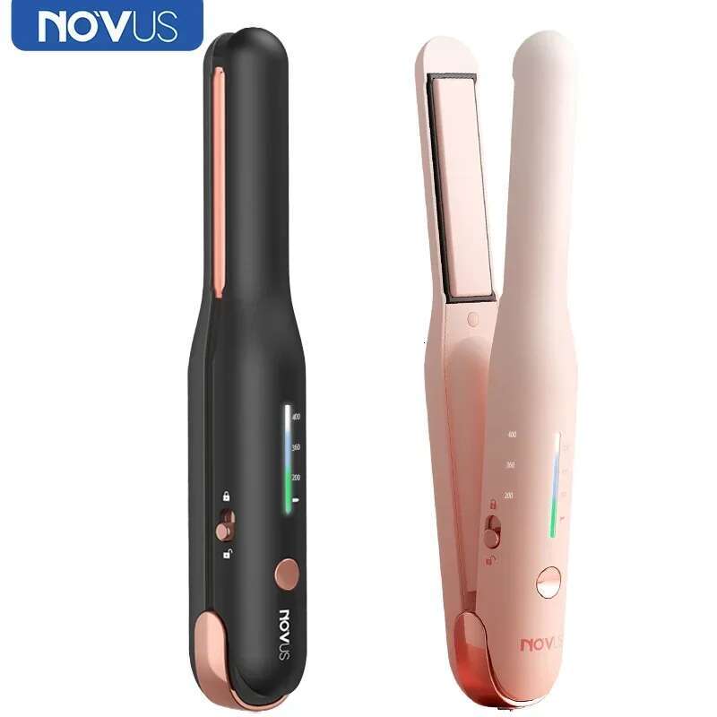 NOVUS Cordless Straightener and Curler 2 in 1 USB Mini Ceramics Fast Heating Portable Flat Iron Hair Tools for Travel