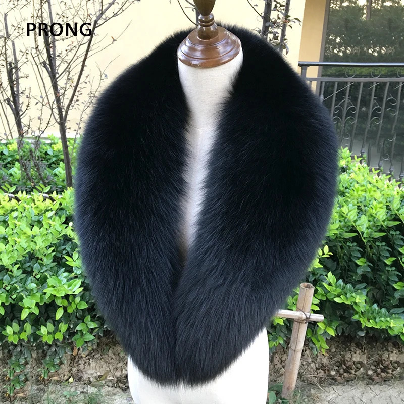 Real Fox Fur Collar For Women Men Coat Jacket Shawl Wraps Winter Warm Fur Collar Large Size Neck Warmer Fur Scarf Shawls 250106
