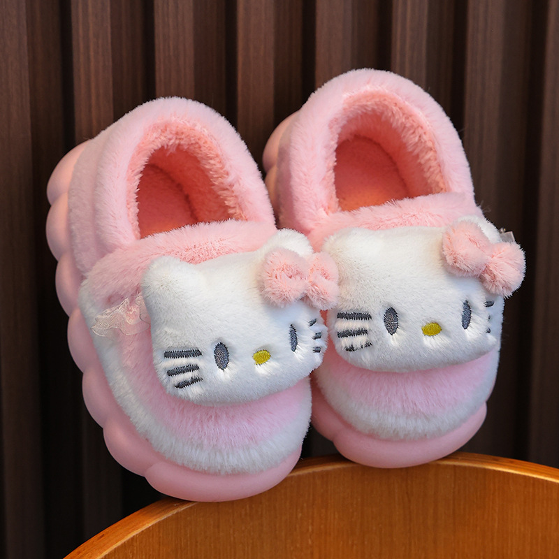 Toddler New Winter Cute Cartoon Non-slip Children's Plush Slippers Soft Sole Fluffy Kidsnest Kids Girls Youth Indoor Mule Warm Home Cotton Shoes  - view 7