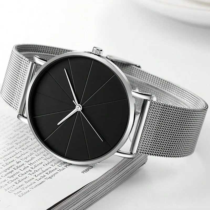 Mens Fashion Business Quartz Wristwatch Fashion Calendar Men Watch Stainless Steel Mesh Belt Men Luxury Silver Bracelet WatchesX250107