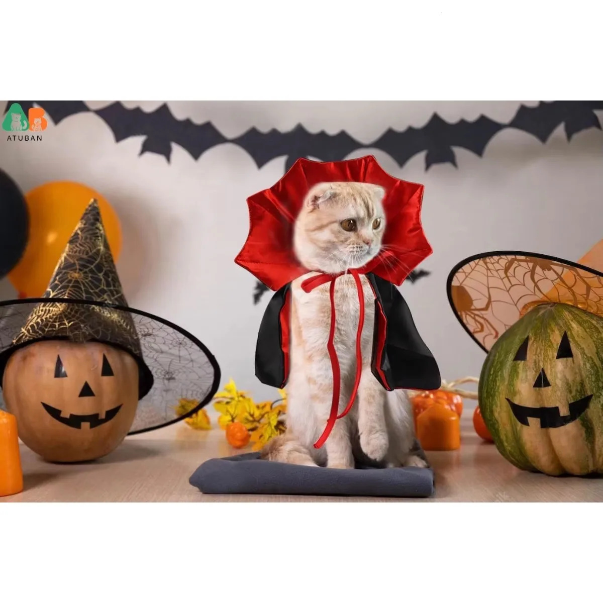 Halloween Cat Cloak Costume Halloween Adjustable Pet Cape Costume ClothesPet Accessories Costume Outfit Decor Cowl 250106