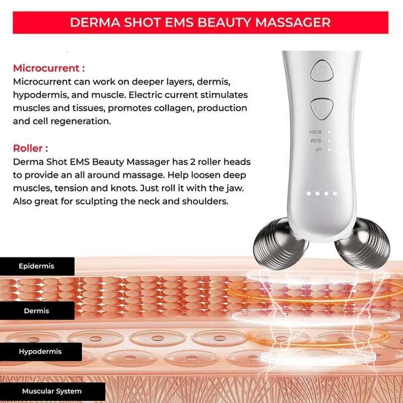 EMS Massager 3D Roller Microcurrent Vibration Facial V Lifting Massages Devices Beauty Face Care Tool For Skin Tightening