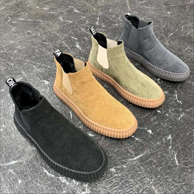 Spring Autumn Winter Fashion Plush High Boots Men's Sports Casual Versatile Board Shoes