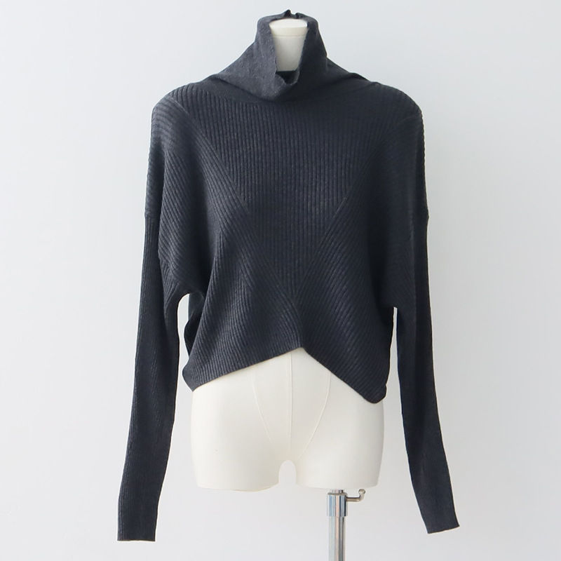 DGBB10 Women's Wool Blend Pleated Pullover with Soft Half Turtleneck