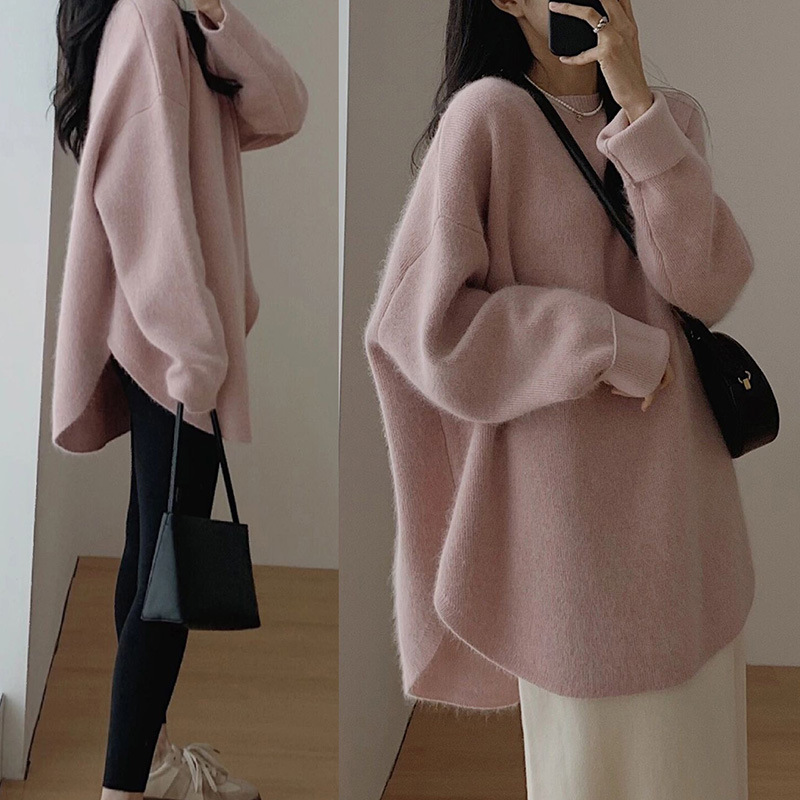M277 Autumn and Winter New Women's Medium-Length Lazy Style High-end French-style Bottom Sweater