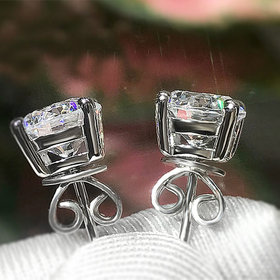 2025 Top Sell Classical 4 Claw Stud Earrings Simple Fine Jewelry Real 100% 925 Sterling Silver Round Cut White Moissanite Diamond Party Elegant Women 