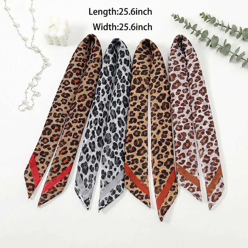 Fashion leopard print chiffon 65 square scarf headband Muslim womens headscarf shawl thin smooth headband Islamic headscarf W250107
