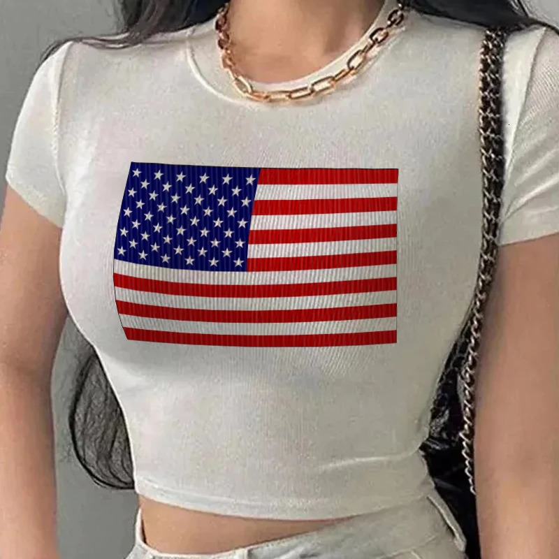 Hip-hop Harajuku Grunge Brazil USA National Flag Text Print T-shirt Streetwear Y2k Crop Tops Summer Cozy Sexy Women Camisole 250106