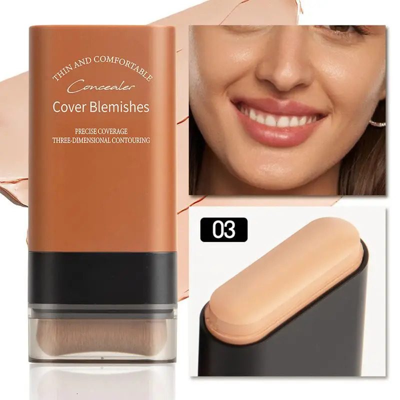 Matte Foundation Cream Stick MultiUse Eraser Makeup Full Coverage Waterproof Lasting Oilcontrol Cover Acne Base With brush 241230